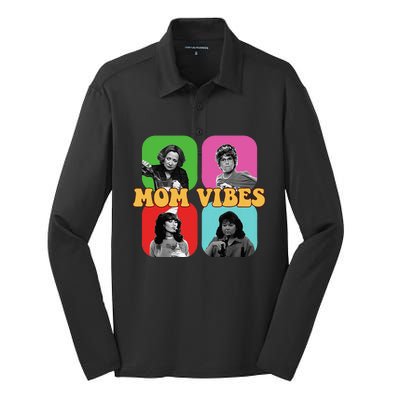 90’S Mom Vibes Vintage Retro Funny Mom Life Silk Touch Performance Long Sleeve Polo