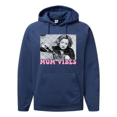 90’S Mom Vibes Vintage Retro Funny Mom Life Mother Day Performance Fleece Hoodie