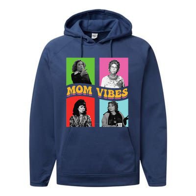 90’S Mom Vibes Vintage Retro Funny New Mom Life Mother Day Performance Fleece Hoodie