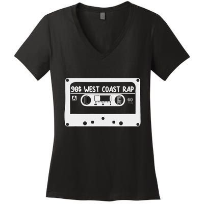 90s Music West Coast Hip Hop Cassette Women's V-Neck T-Shirt
