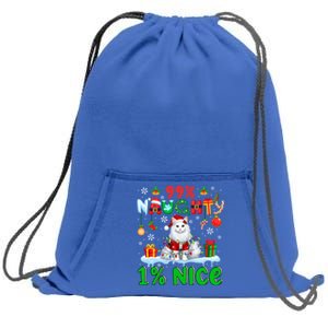 99% Naughty 1% Nice Christmas Colorful Reindeer Cat Cool Gift Sweatshirt Cinch Pack Bag