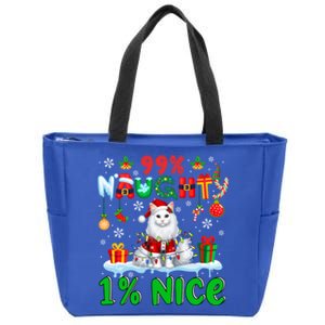 99% Naughty 1% Nice Christmas Colorful Reindeer Cat Cool Gift Zip Tote Bag