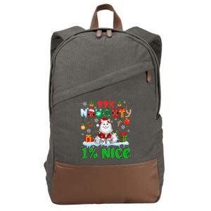 99% Naughty 1% Nice Christmas Colorful Reindeer Cat Cool Gift Cotton Canvas Backpack