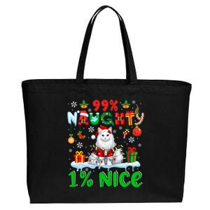 99% Naughty 1% Nice Christmas Colorful Reindeer Cat Cool Gift Cotton Canvas Jumbo Tote