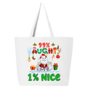 99% Naughty 1% Nice Christmas Colorful Reindeer Cat Cool Gift 25L Jumbo Tote