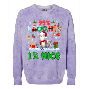 99% Naughty 1% Nice Christmas Colorful Reindeer Llama Meaningful Gift Colorblast Crewneck Sweatshirt