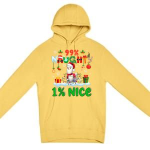 99% Naughty 1% Nice Christmas Colorful Reindeer Llama Meaningful Gift Premium Pullover Hoodie