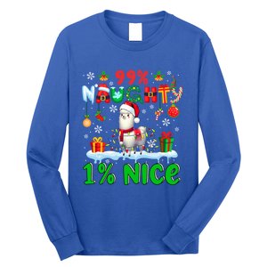 99% Naughty 1% Nice Christmas Colorful Reindeer Llama Meaningful Gift Long Sleeve Shirt