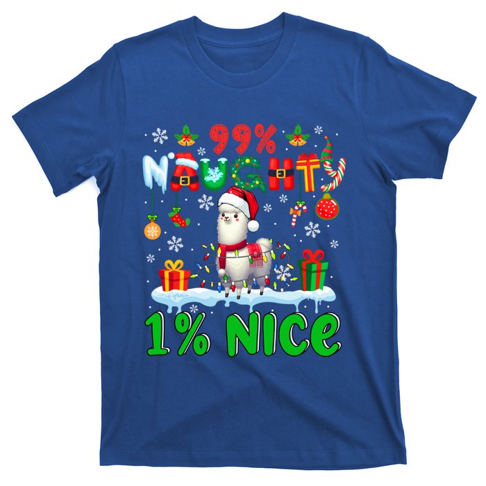 99% Naughty 1% Nice Christmas Colorful Reindeer Llama Meaningful Gift T-Shirt