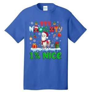 99% Naughty 1% Nice Christmas Colorful Reindeer Llama Meaningful Gift Tall T-Shirt