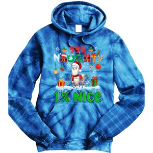 99% Naughty 1% Nice Christmas Colorful Reindeer Llama Meaningful Gift Tie Dye Hoodie