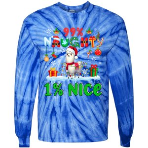 99% Naughty 1% Nice Christmas Colorful Reindeer Llama Meaningful Gift Tie-Dye Long Sleeve Shirt