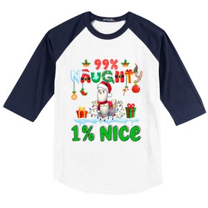 99% Naughty 1% Nice Christmas Colorful Reindeer Llama Meaningful Gift Baseball Sleeve Shirt