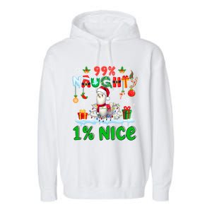 99% Naughty 1% Nice Christmas Colorful Reindeer Llama Meaningful Gift Garment-Dyed Fleece Hoodie