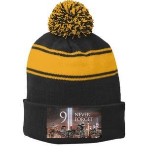 911 never forget Stripe Pom Pom Beanie