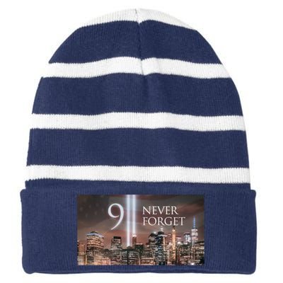 911 never forget Striped Beanie with Solid Band