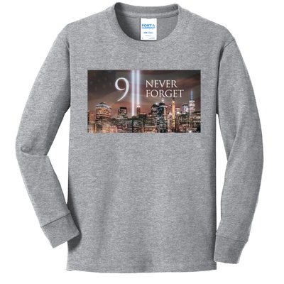 911 never forget Kids Long Sleeve Shirt