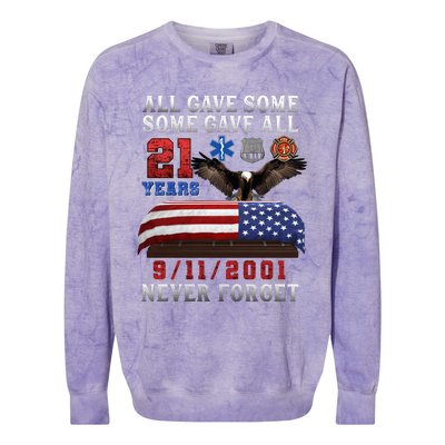 911 Never Forget 21st Anniversary Firefighters Outfits Colorblast Crewneck Sweatshirt