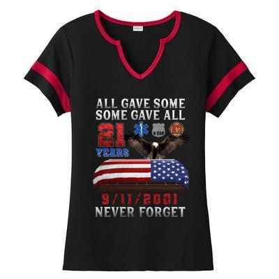 911 Never Forget 21st Anniversary Firefighters Outfits Ladies Halftime Notch Neck Tee