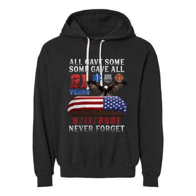 911 Never Forget 21st Anniversary Firefighters Outfits Garment-Dyed Fleece Hoodie