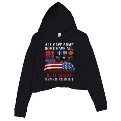 911 Never Forget 21st Anniversary Firefighters Outfits Crop Fleece Hoodie