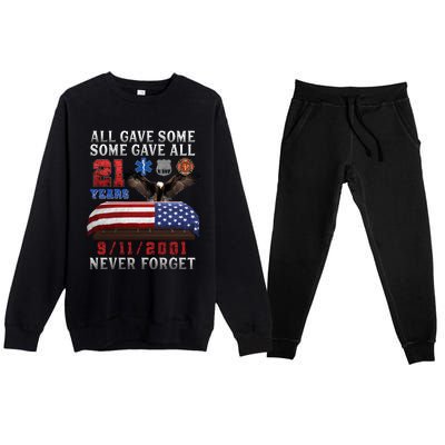 911 Never Forget 21st Anniversary Firefighters Outfits Premium Crewneck Sweatsuit Set