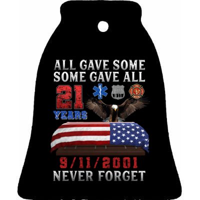 911 Never Forget 21st Anniversary Firefighters Outfits Ceramic Bell Ornament