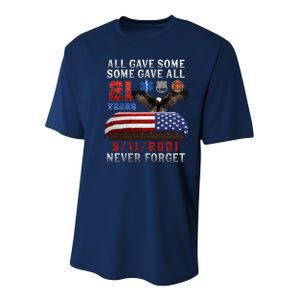 911 Never Forget 21st Anniversary Firefighters Outfits Youth Performance Sprint T-Shirt