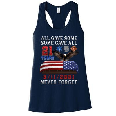 911 Never Forget 21st Anniversary Firefighters Outfits Women's Racerback Tank