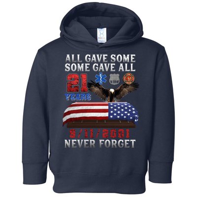 911 Never Forget 21st Anniversary Firefighters Outfits Toddler Hoodie