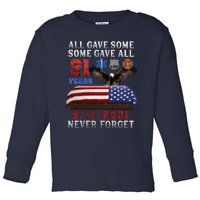 911 Never Forget 21st Anniversary Firefighters Outfits Toddler Long Sleeve Shirt