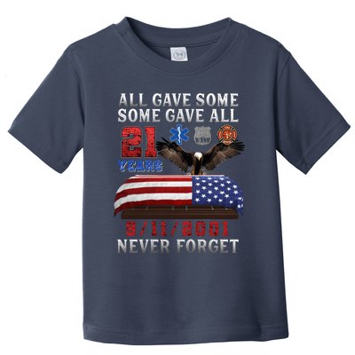 911 Never Forget 21st Anniversary Firefighters Outfits Toddler T-Shirt