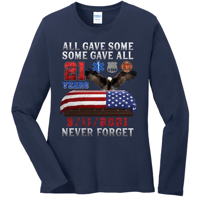 911 Never Forget 21st Anniversary Firefighters Outfits Ladies Long Sleeve Shirt