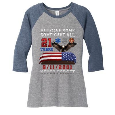 911 Never Forget 21st Anniversary Firefighters Outfits Women's Tri-Blend 3/4-Sleeve Raglan Shirt