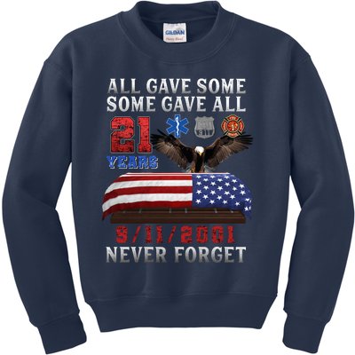 911 Never Forget 21st Anniversary Firefighters Outfits Kids Sweatshirt