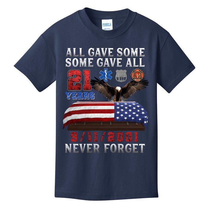 911 Never Forget 21st Anniversary Firefighters Outfits Kids T-Shirt