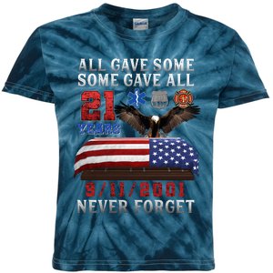 911 Never Forget 21st Anniversary Firefighters Outfits Kids Tie-Dye T-Shirt