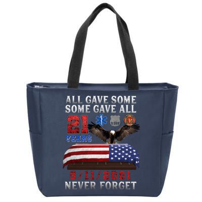 911 Never Forget 21st Anniversary Firefighters Outfits Zip Tote Bag