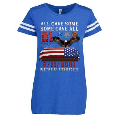 911 Never Forget 21st Anniversary Firefighters Outfits Enza Ladies Jersey Football T-Shirt