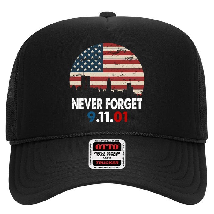 9.11.01 Never Forget 20th Anniversary High Crown Mesh Back Trucker Hat