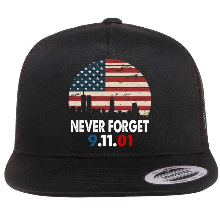 9.11.01 Never Forget 20th Anniversary Flat Bill Trucker Hat