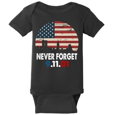 9.11.01 Never Forget 20th Anniversary Baby Bodysuit