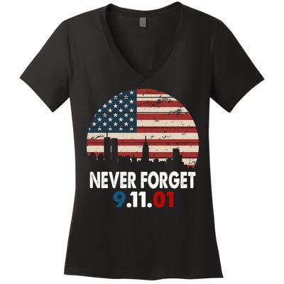 9.11.01 Never Forget 20th Anniversary Women's V-Neck T-Shirt