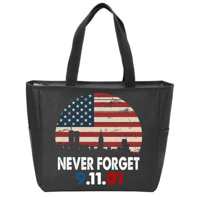 9.11.01 Never Forget 20th Anniversary Zip Tote Bag