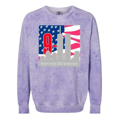 9/11 Never Forget 20th Anniversary Colorblast Crewneck Sweatshirt