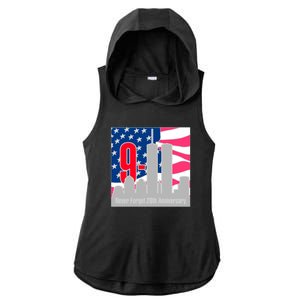 9/11 Never Forget 20th Anniversary Ladies PosiCharge Tri-Blend Wicking Draft Hoodie Tank