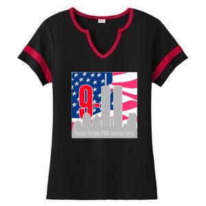 9/11 Never Forget 20th Anniversary Ladies Halftime Notch Neck Tee