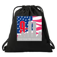 9/11 Never Forget 20th Anniversary Drawstring Bag