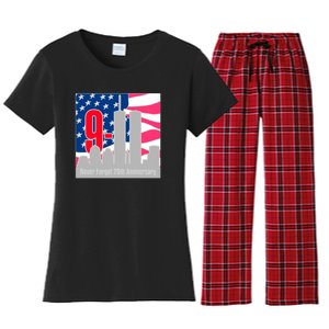 9/11 Never Forget 20th Anniversary Women's Flannel Pajama Set