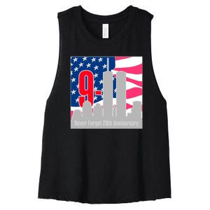 9/11 Never Forget 20th Anniversary Women's Racerback Cropped Tank